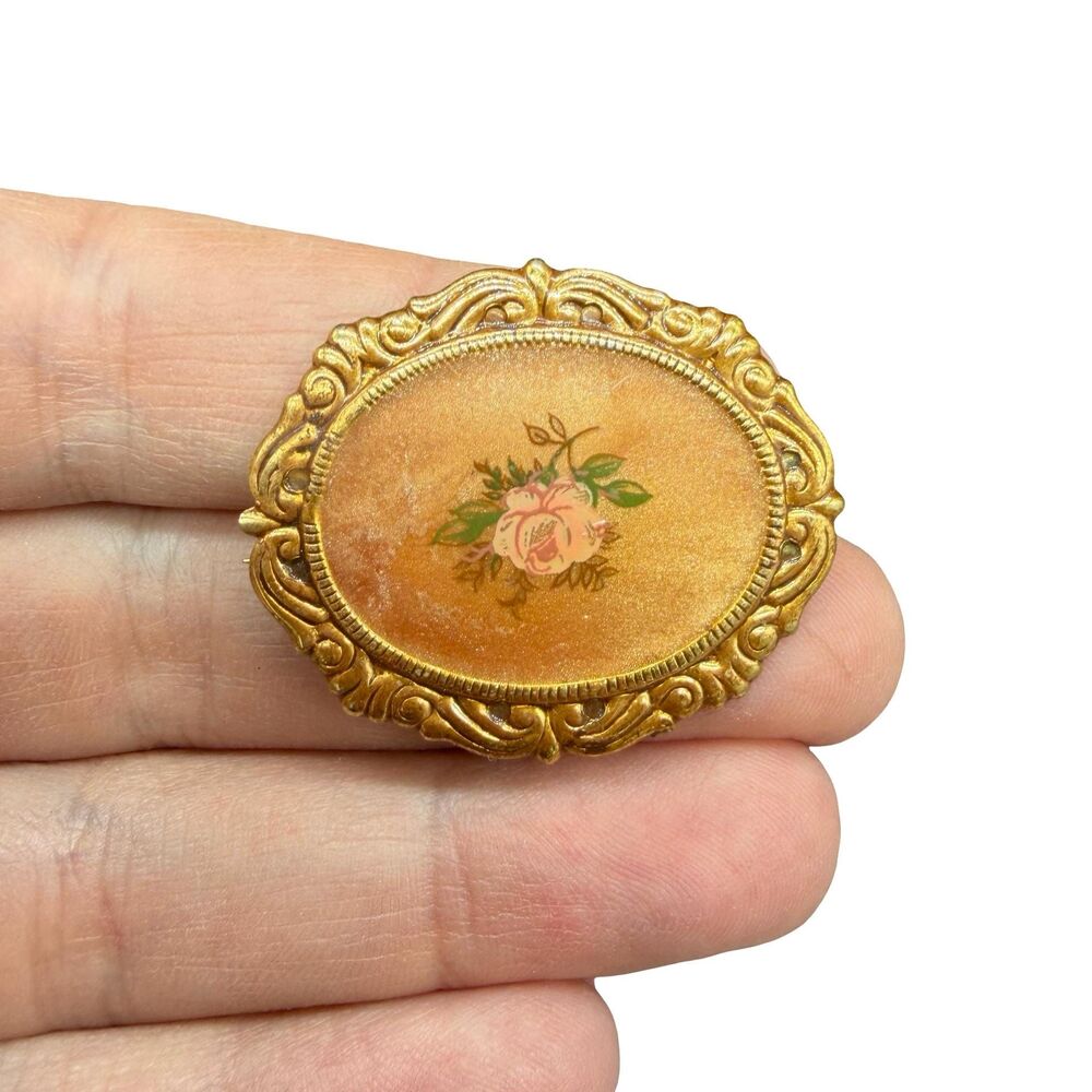 Vintage Jewelry Victorian Flower Brooch Enamel Flower Pin